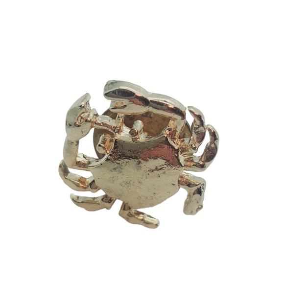 CRAB FIGURAL GOLD CLUTCH PIN BROOCH TIE TACK LAPEL BROACH GOLDTONE VTG Ballou - Picture 12 of 13